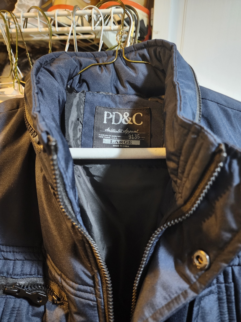 PD&C Men’s Navy Puffer Vest with Quilted Collar